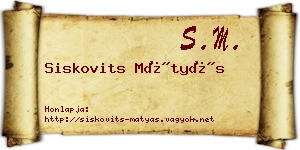 Siskovits Mátyás névjegykártya