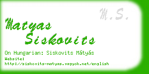 matyas siskovits business card