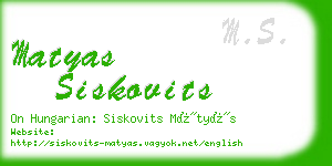 matyas siskovits business card
